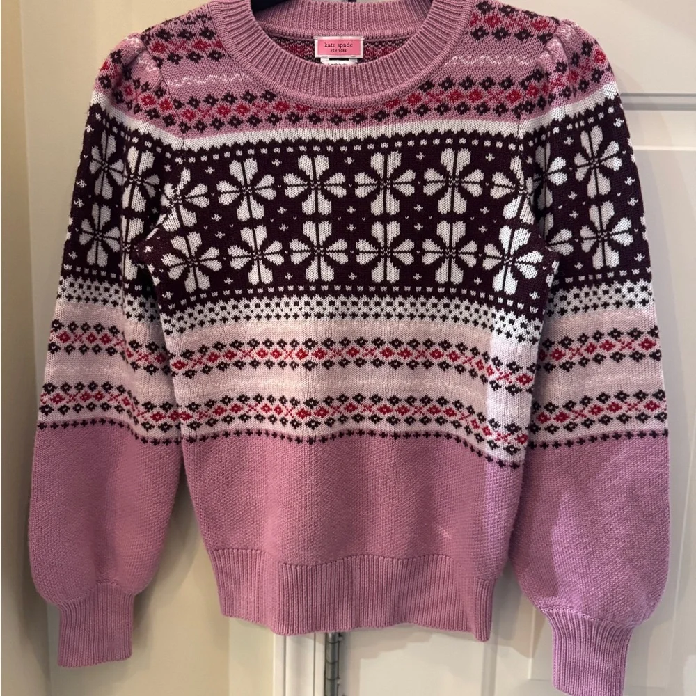 kate spade Pink Fair Isle Wool Sweater